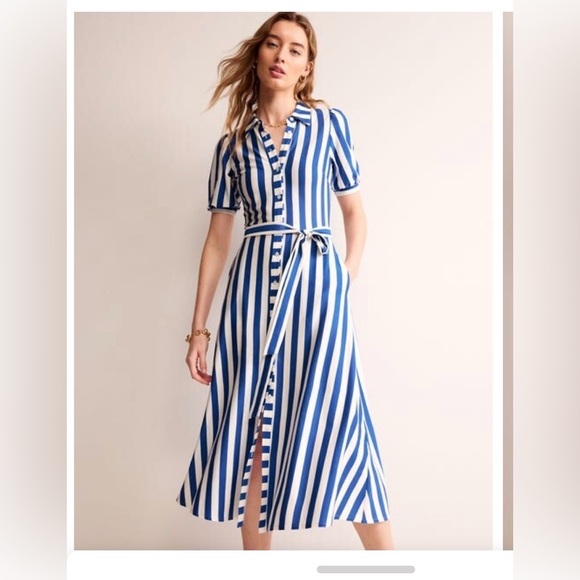 Boden Dresses & Skirts - Boden Libby Jersey Midi Shirt Dress size 0 petite blue & white striped button